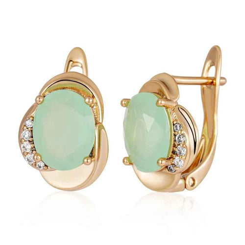 Rose Gold Green Fine Gemstone Earrings