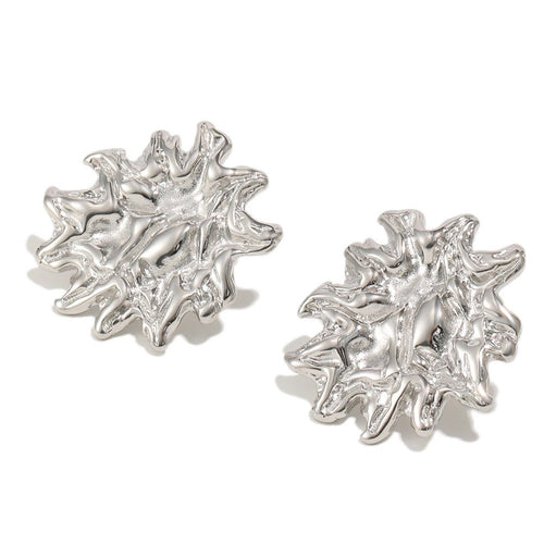 Crinkled Abstract Metal Stud Earrings - SEIYI