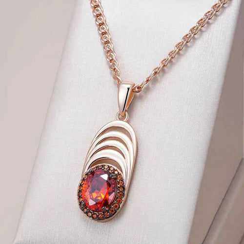 Vintage Red Zircon Layered Pendant Necklace