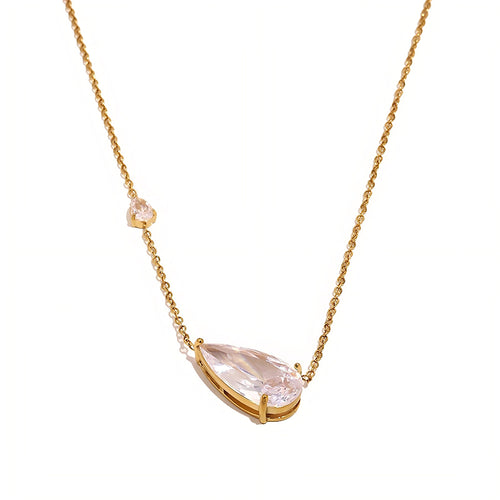 Dual Teardrop Crystal Necklace - SEIYI
