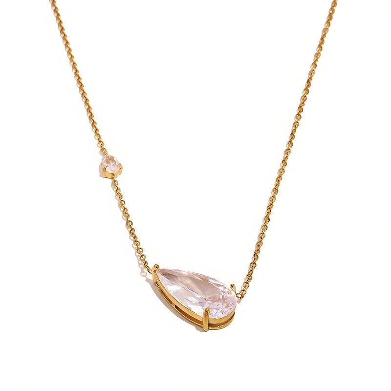Dual Teardrop Crystal Necklace - SEIYI