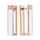 Rose Gold White Enamel Geometric Drop Earrings