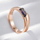 Rose Gold Colorful Zircon Baguette Band Ring
