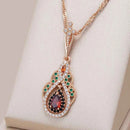 Rose Gold Multi-Color Teardrop Zircon Pendant Necklace