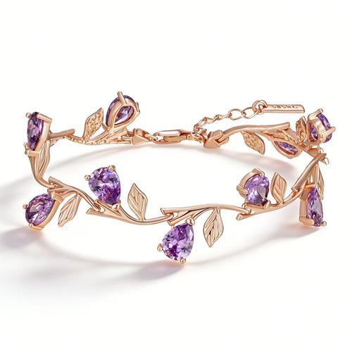Purple Floral Branch Statement Bracelet - SEIYI