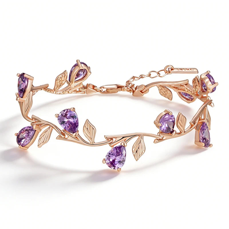 Purple Floral Branch Statement Bracelet - SEIYI