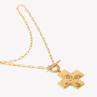 Hammered Cross Toggle Pendant Necklace