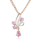 Shiny Pink Natural Zircon Flower Pendant Necklace