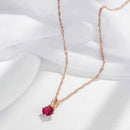 Shiny Red Oval Natural Zircon Pendant Necklace