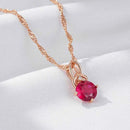 Shiny Red Oval Natural Zircon Pendant Necklace