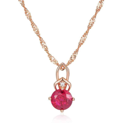 Shiny Red Oval Natural Zircon Pendant Necklace