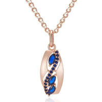 Shiny Rhombus Blue Gemstone Pendant Necklace