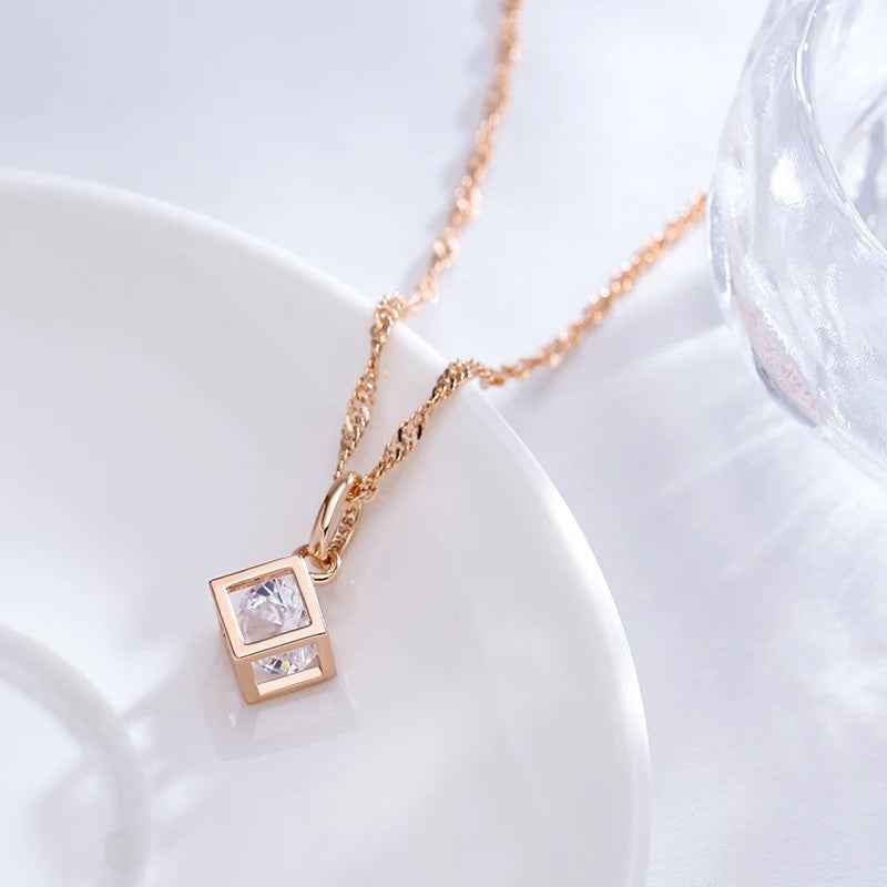 Simple Hollow Square Pendant Necklace