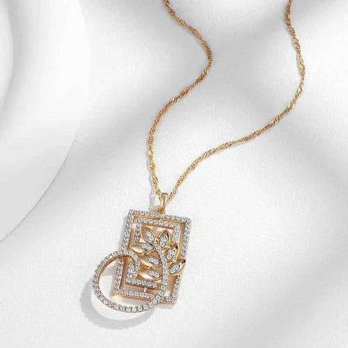 Square Wide Crystal Flower Pendant Necklace