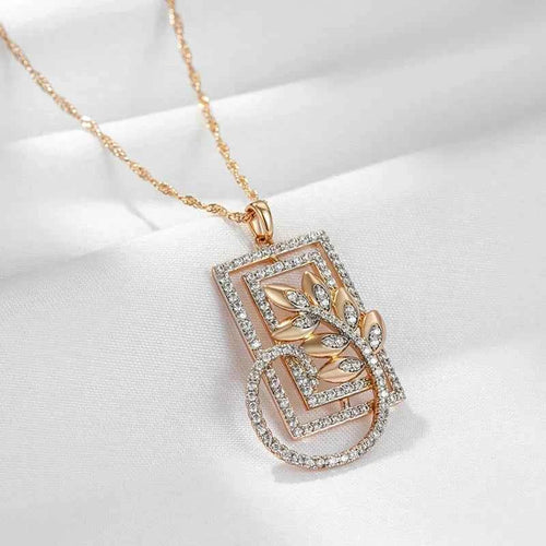 Square Wide Crystal Flower Pendant Necklace