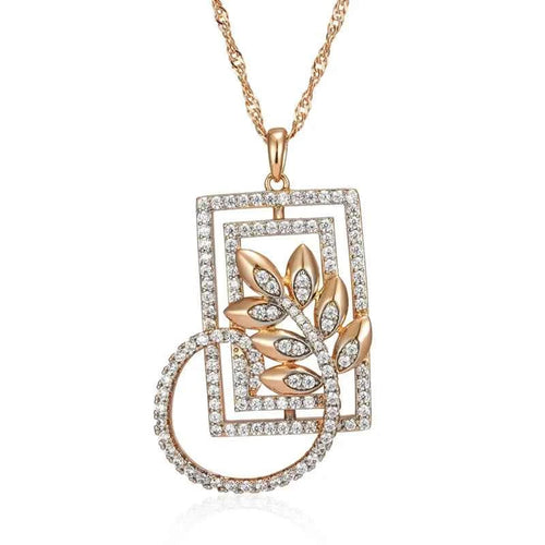 Square Wide Crystal Flower Pendant Necklace