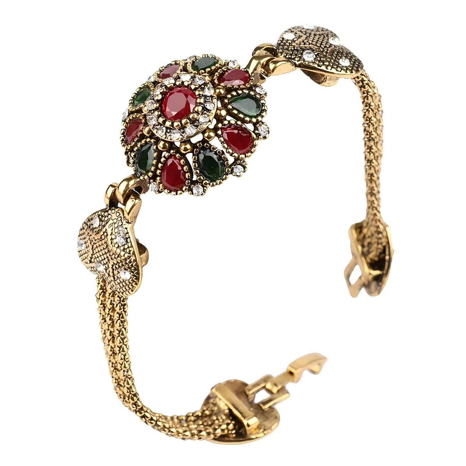 Tibetan Alloy Red Gemstone Gold Color Bracelet