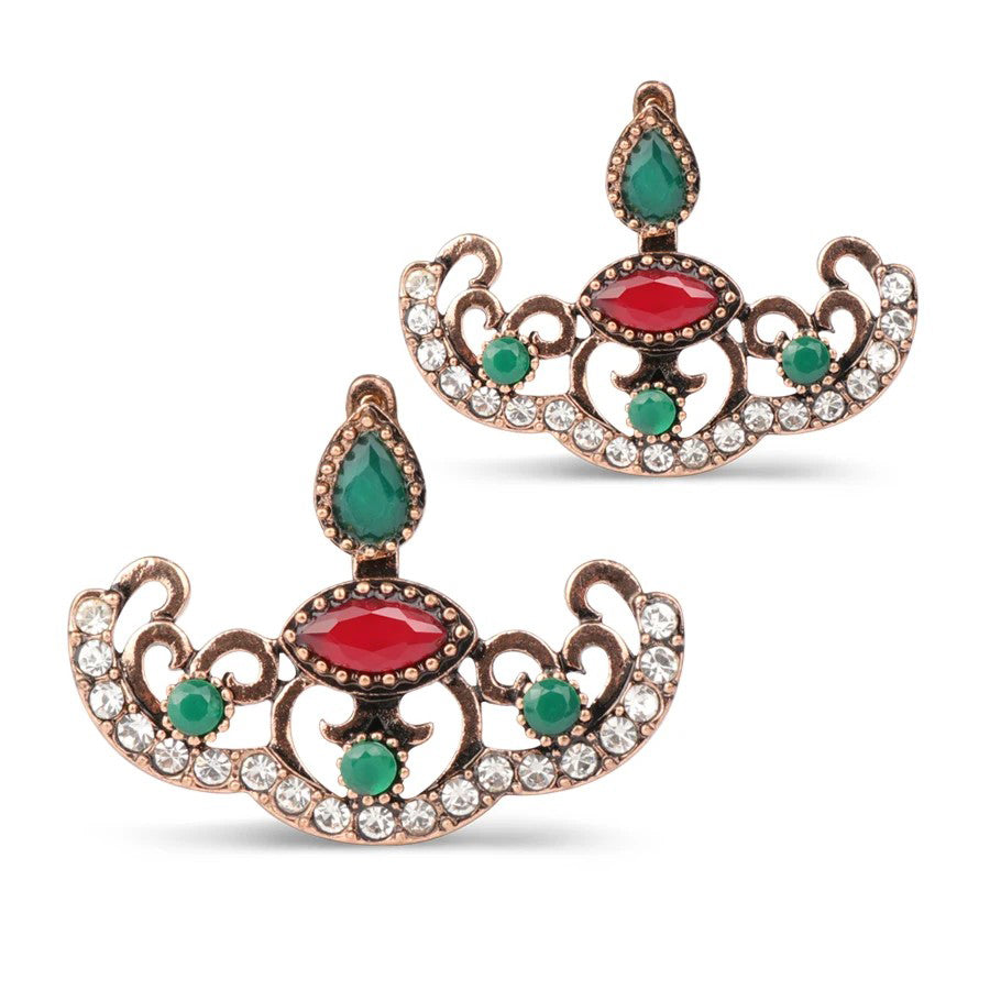 Turkish Gold Multicolor Crystal Earrings
