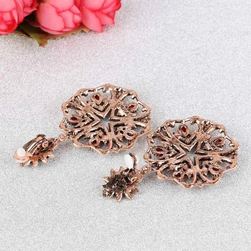 Turkish Style Ancient Gold Crystal Long Earrings