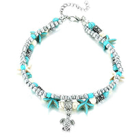 Bohemian Starfish and Turtle Beaded Anklet