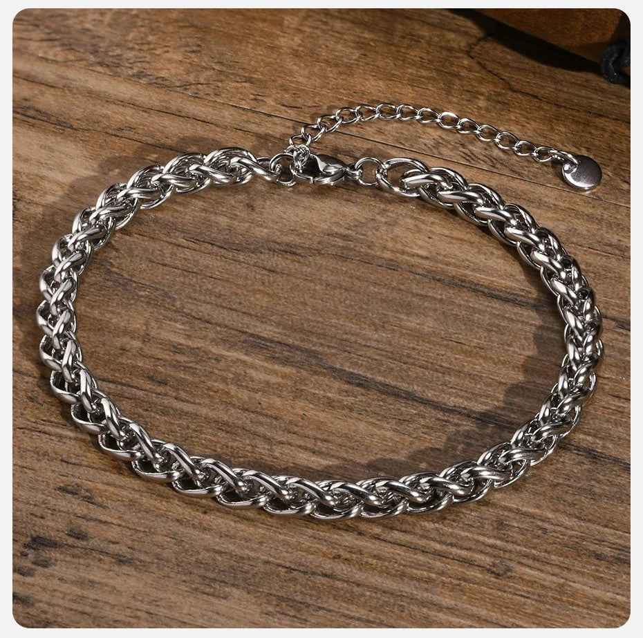 Cuban Chain Anklets for Men Stainless Steel Wheat Curb Link Anklet Chain