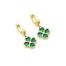Emerald Four Leaf Clover Necklace Bracelet Stud Earring Jewelry Set