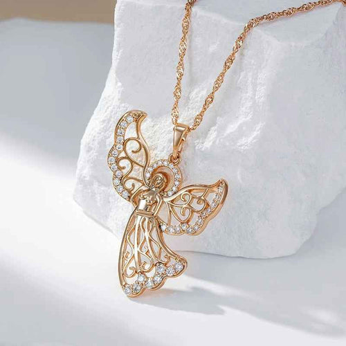 Fashion Rose Gold Color Angel Pendant Necklace For Women