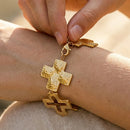 Hammered Cross Zigzag Link Bracelet - SEIYI