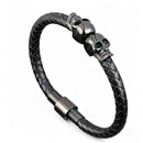 Gothic Double Skull Leather Bracelet