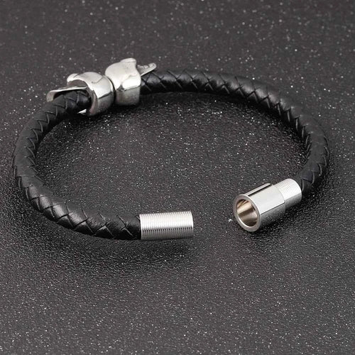 Gothic Double Skull Leather Bracelet