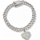 Heart Shaped Pendant Cuban Crystal Chain Anklet Hip Hop Style Anklet