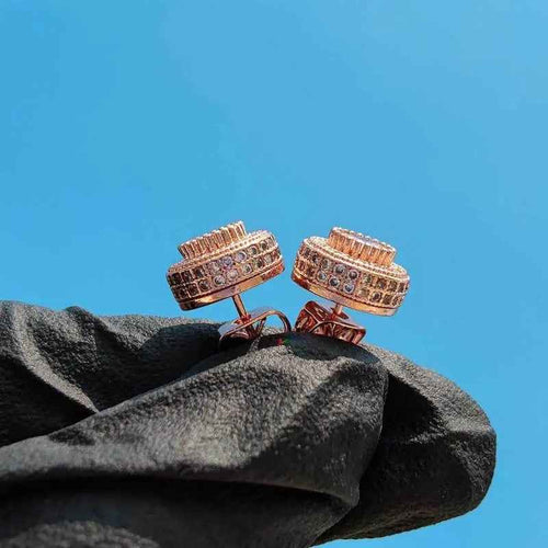 Hip Hop Full Cubic Zircon Round Ear Studs