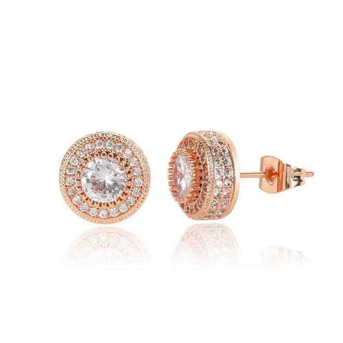 Hip Hop Full Cubic Zircon Round Ear Studs