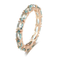Hot Full Vintage Geometry Blue Natural Zircon Ring for Women