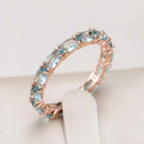 Hot Full Vintage Geometry Blue Natural Zircon Ring for Women
