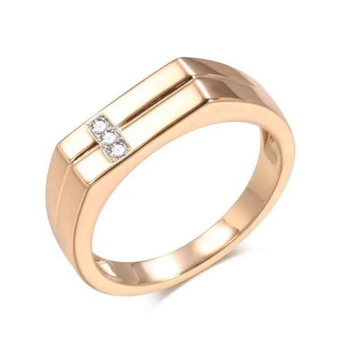 Hot Men Cool Smooth Rose Gold Natural Zircon Rings