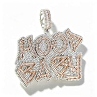 Iced Out Bling Letter Hood Baby Pendant Necklace
