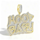 Iced Out Bling Letter Hood Baby Pendant Necklace