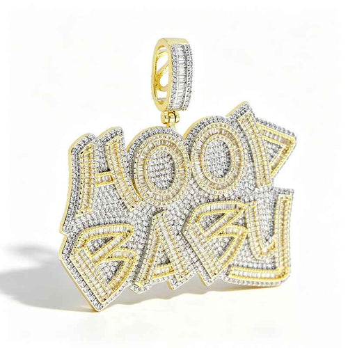 Iced Out Bling Letter Hood Baby Pendant Necklace