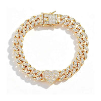 Iced Out Heart Crystal Cuban Chain Anklets Hip Hop Paved Rhinestone Link Anklet