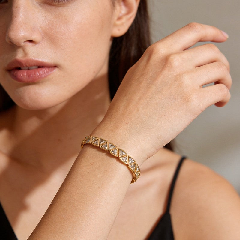 Triangular Pave Cuff Statement Bracelet - SEIYI