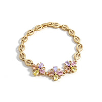 Multicolor Flower Link Statement Bracelet