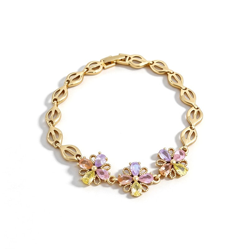 Multicolor Flower Link Statement Bracelet - SEIYI