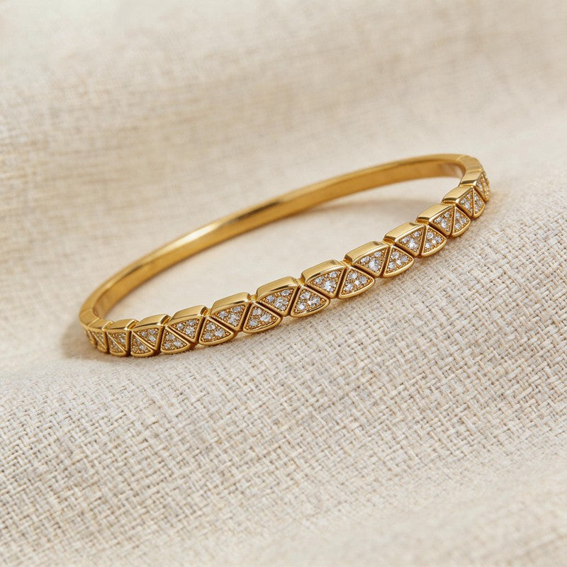 Triangular Pave Cuff Statement Bracelet - SEIYI