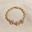 Multicolor Flower Link Statement Bracelet - SEIYI