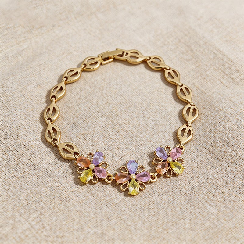 Multicolor Flower Link Statement Bracelet - SEIYI