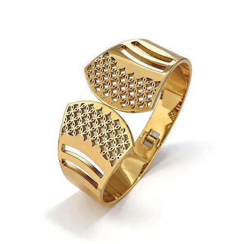 Hollow Carved Wide Statement Cuff - SEIYI