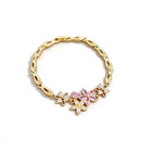 Cherry Blossom Pink Crystal Statement Bracelet - SEIYI