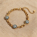 Evil Eye Crystal Bead Chain Bracelet - SEIYI