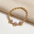 Multicolor Flower Link Statement Bracelet - SEIYI